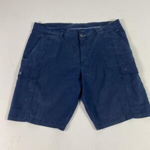 Tommy Bahama Shorts Mens 40 Blue Cargo Lyocell Cotton Flat Front 10 Inseam